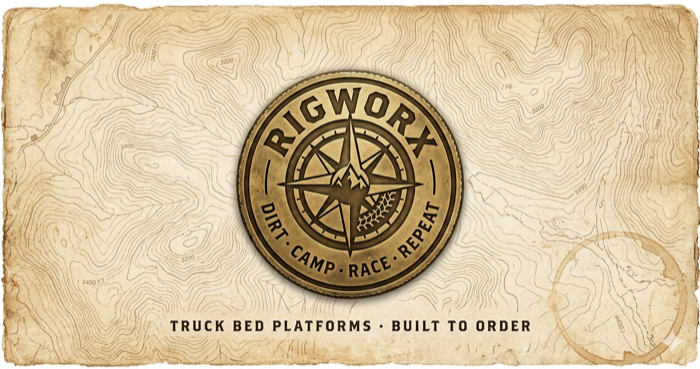 RIGWORX brass compass badge — Dirt Camp Race Repeat